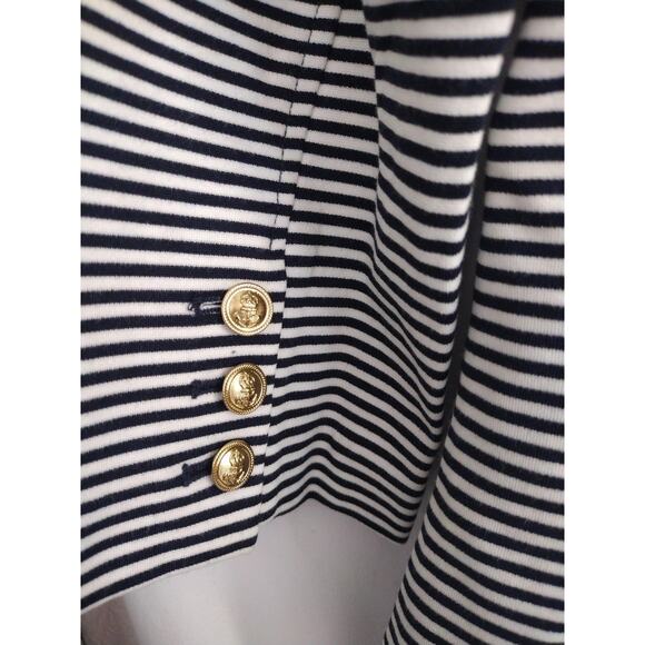 CAbi Blazer Womens Large Navy White Striped Double Breasted Nautical Buttons - Picture 4 of 8